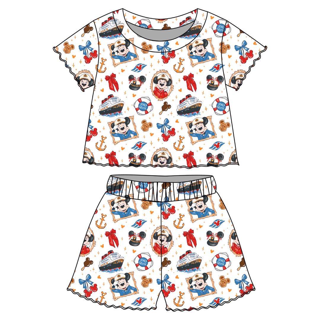 Crusin' Orchid Ruffle Short Sleeve Short Set Bamboo - PRE ORDER