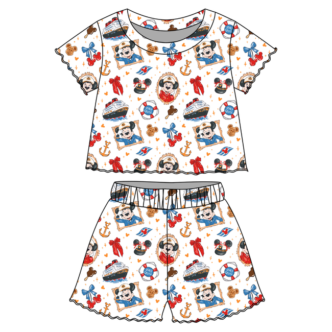 Crusin' Orchid Ruffle Short Sleeve Short Set Bamboo - PRE ORDER