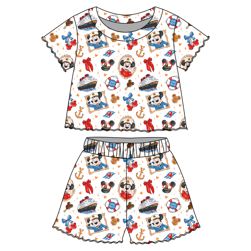 Crusin' Orchid Ruffle Short Sleeve Short Set Bamboo - PRE ORDER