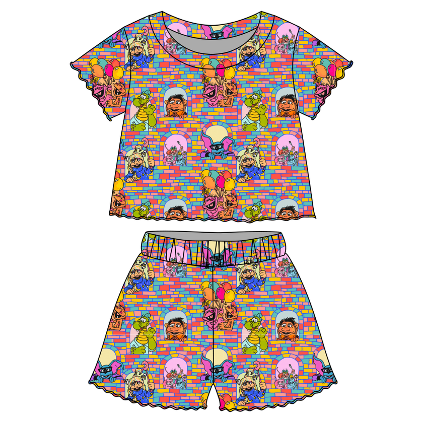 Sunny Side Friends Orchid Ruffle Short Sleeve Short Set Bamboo - PRE ORDER