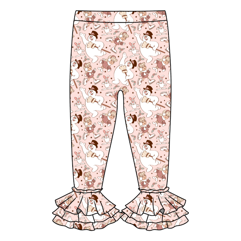 Jolly Snowman - Pink Juniper Ruffle Leggings - Knit - Pre Order - Christmas Special