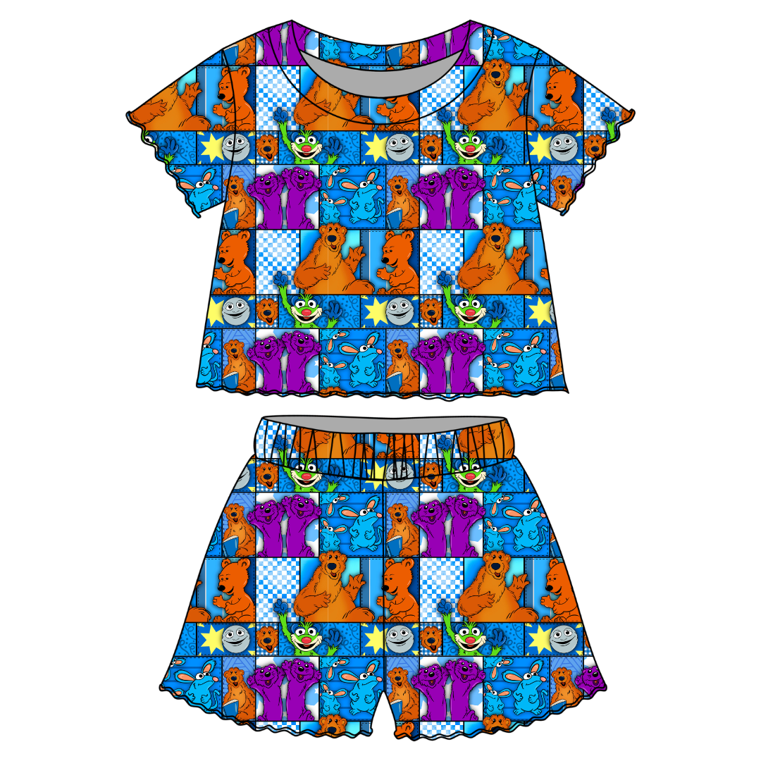 House of Blue Orchid Ruffle Short Sleeve Short Set Bamboo - PRE ORDER