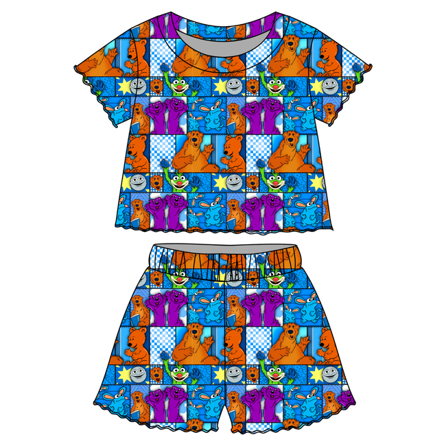 House of Blue Orchid Ruffle Short Sleeve Short Set Bamboo - PRE ORDER