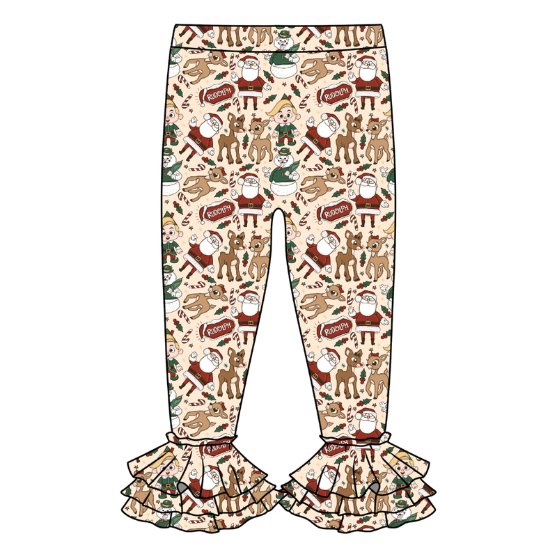 Red Nose Juniper Ruffle Leggings - Knit - Pre Order - Christmas Special