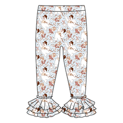 Jolly Snowman - Blue Juniper Ruffle Leggings - Knit - Pre Order - Christmas Special