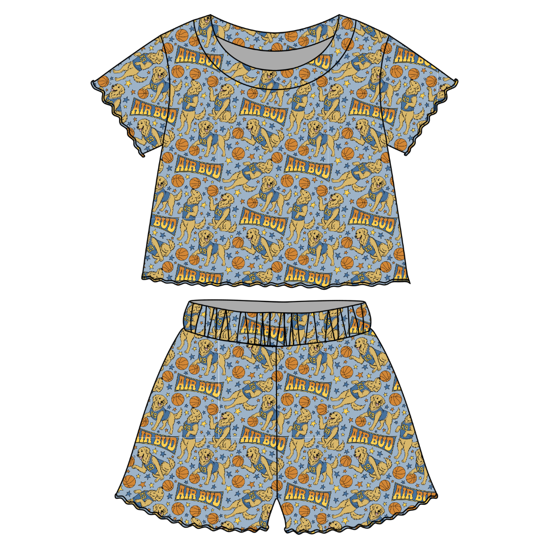 Golden MVP Orchid Ruffle Short Sleeve Short Set Bamboo - PRE ORDER