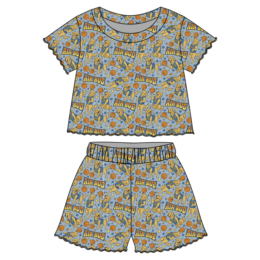 Golden MVP Orchid Ruffle Short Sleeve Short Set Bamboo - PRE ORDER