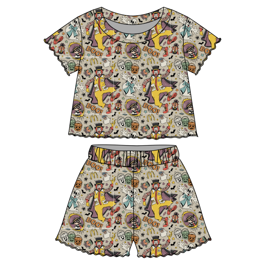 Midnight Snack Squad - Orchid Ruffle Short Sleeve Short Set Bamboo - PRE ORDER