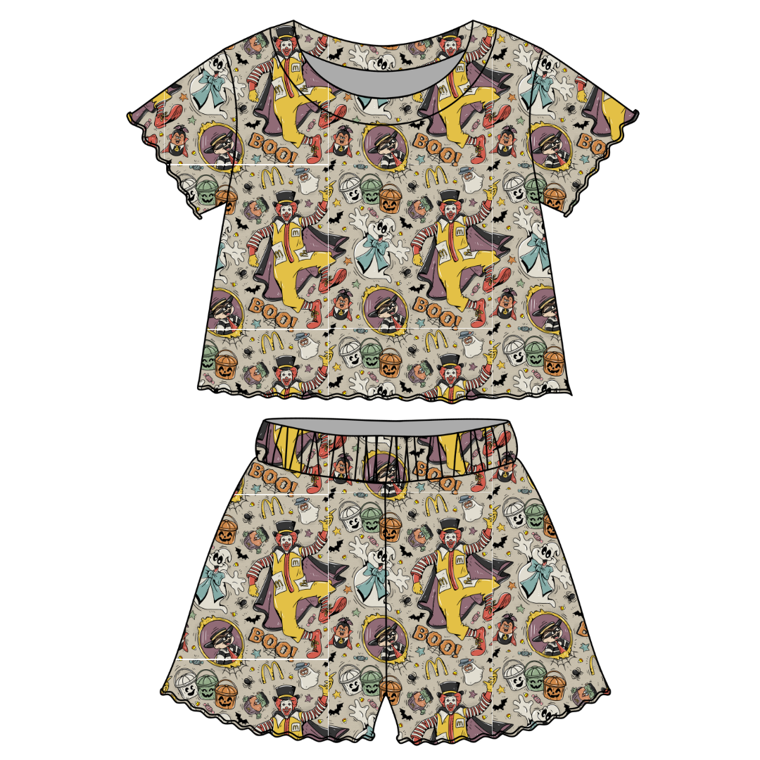 Midnight Snack Squad - Orchid Ruffle Short Sleeve Short Set Bamboo - PRE ORDER