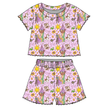 Floating Lights Orchid Ruffle Short Sleeve Short Set Bamboo - PRE ORDER