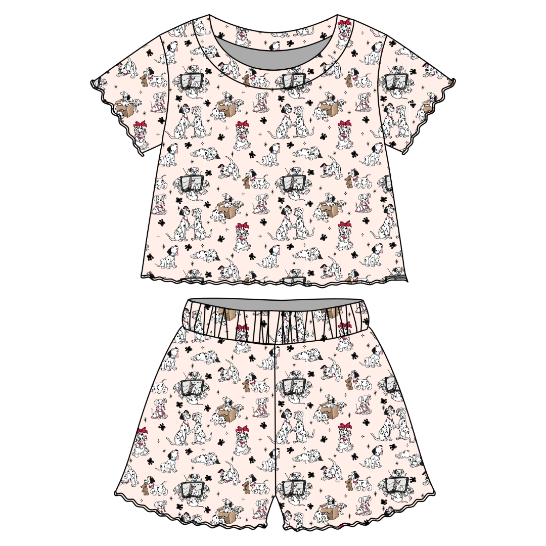 Spots & Daydreams Orchid Ruffle Short Sleeve Short Set Bamboo - PRE ORDER