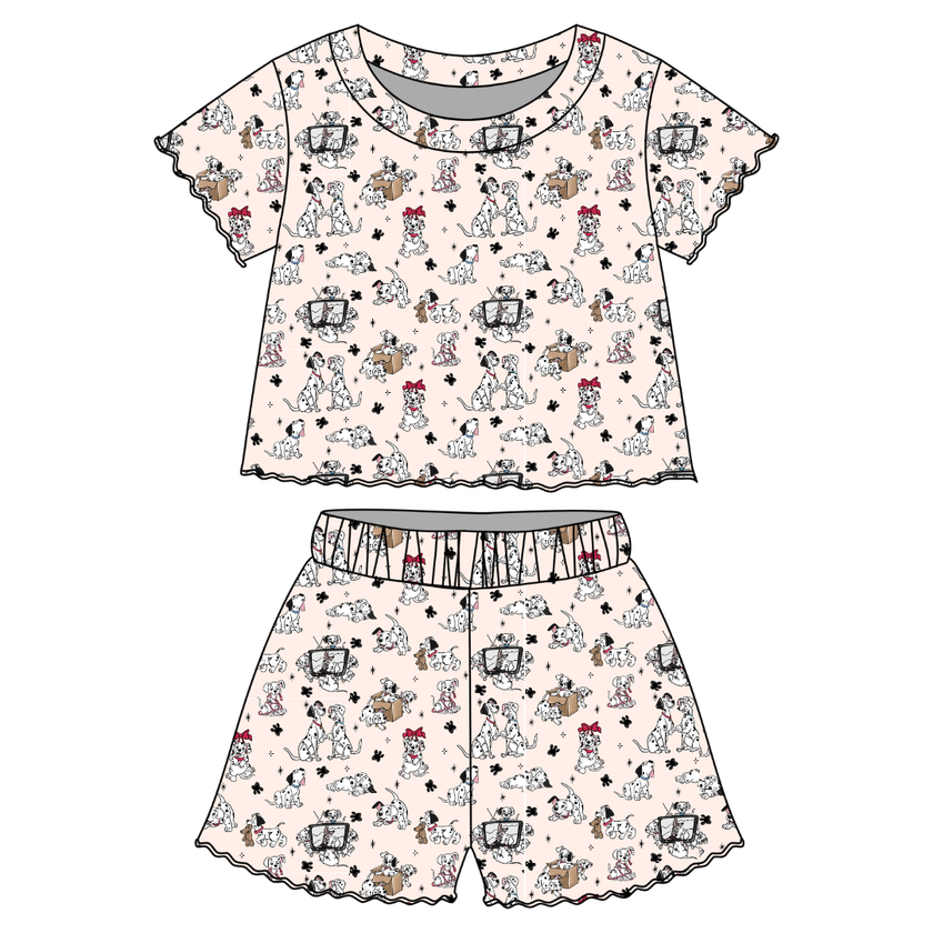 Spots & Daydreams Orchid Ruffle Short Sleeve Short Set Bamboo - PRE ORDER