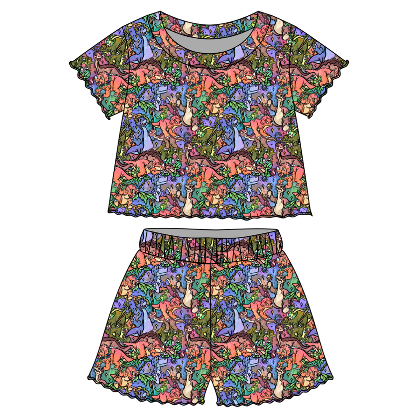 The Great Valley Orchid Ruffle Short Sleeve Short Set Bamboo - PRE ORDER