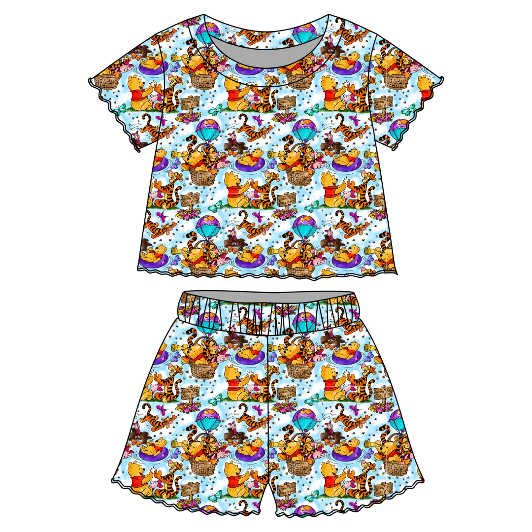 Sweet as Honey Orchid Ruffle Short Sleeve Short Set Bamboo - PRE ORDER