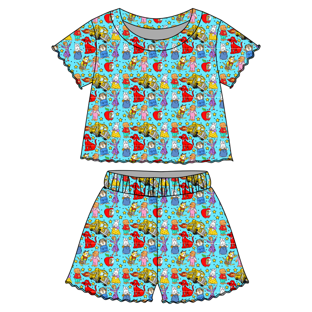 Growing Up Together Orchid Ruffle Short Sleeve Short Set Bamboo - PRE ORDER