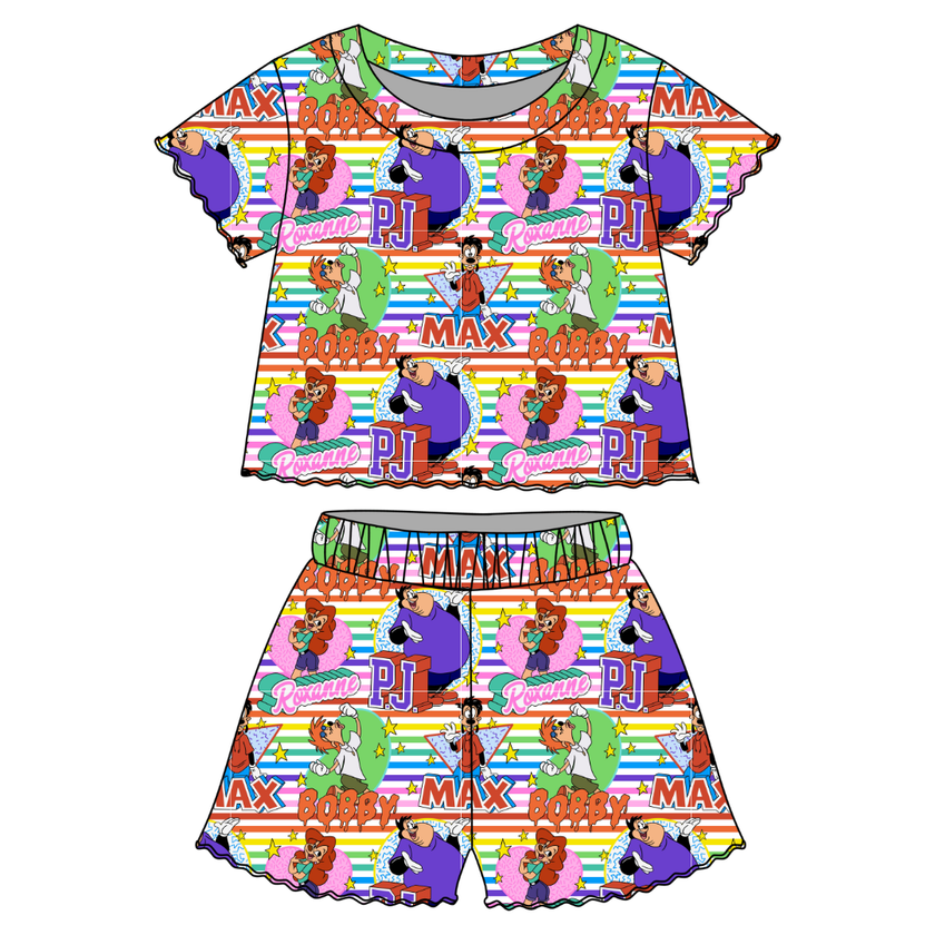 Stand Out, Bobby! Orchid Ruffle Short Sleeve Short Set Bamboo - PRE ORDER