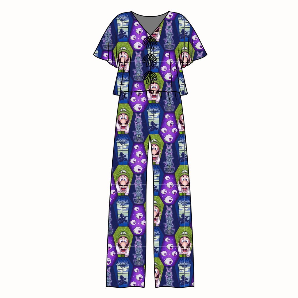 Haunted Halls - Lollipop Women's Front Tie Set Bamboo - Pre Order