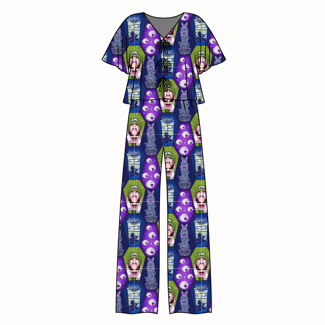 Haunted Halls - Lollipop Women's Front Tie Set Bamboo - Pre Order