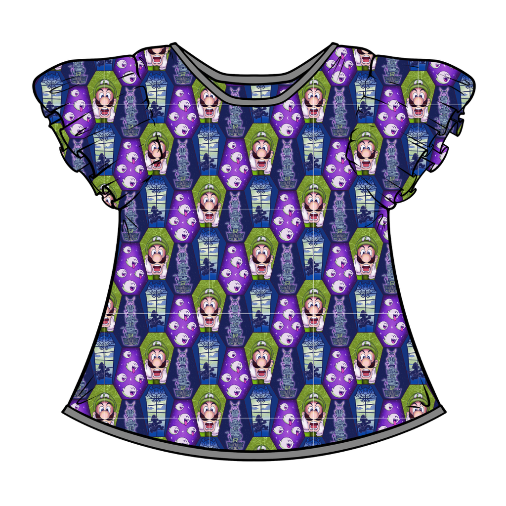 Haunted Halls Moon Short Sleeve Flutter Bamboo Shirt - PRE ORDER
