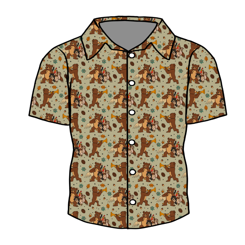 Woodland Melody Twilight Men's Button Down Bamboo - Pre Order