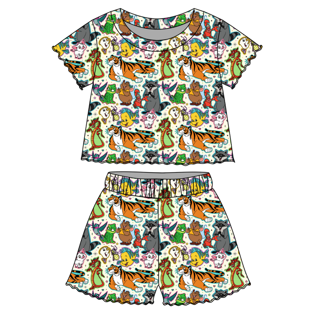 Storybook Squad - Orchid Ruffle Short Sleeve Short Set Bamboo - PRE ORDER