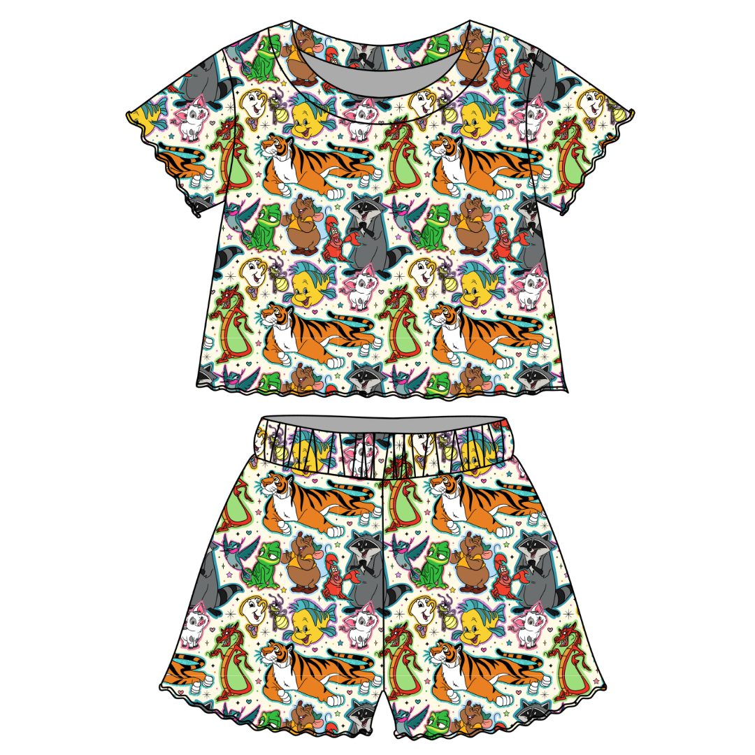 Storybook Squad - Orchid Ruffle Short Sleeve Short Set Bamboo - PRE ORDER