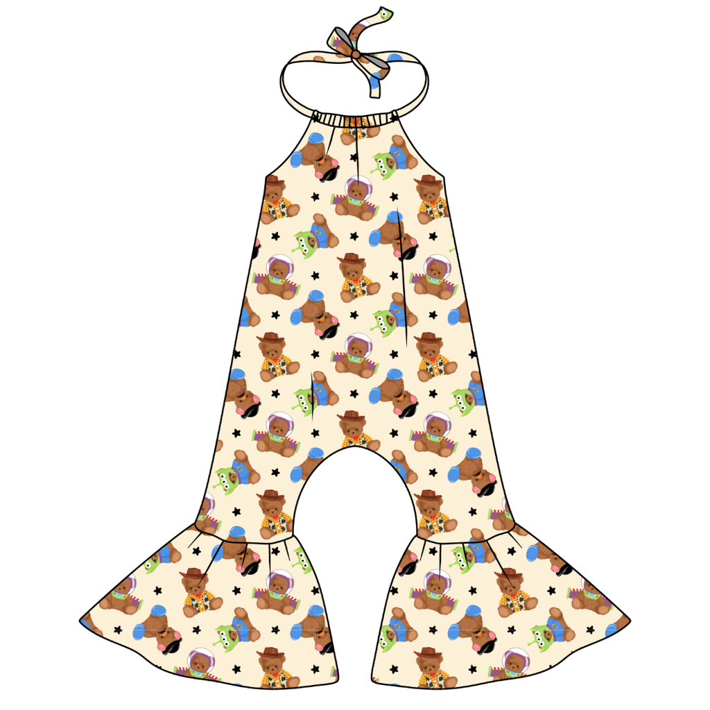 Toy Box Besties - Stardust Bellbottom Halter Romper Knit - PRE ORDER