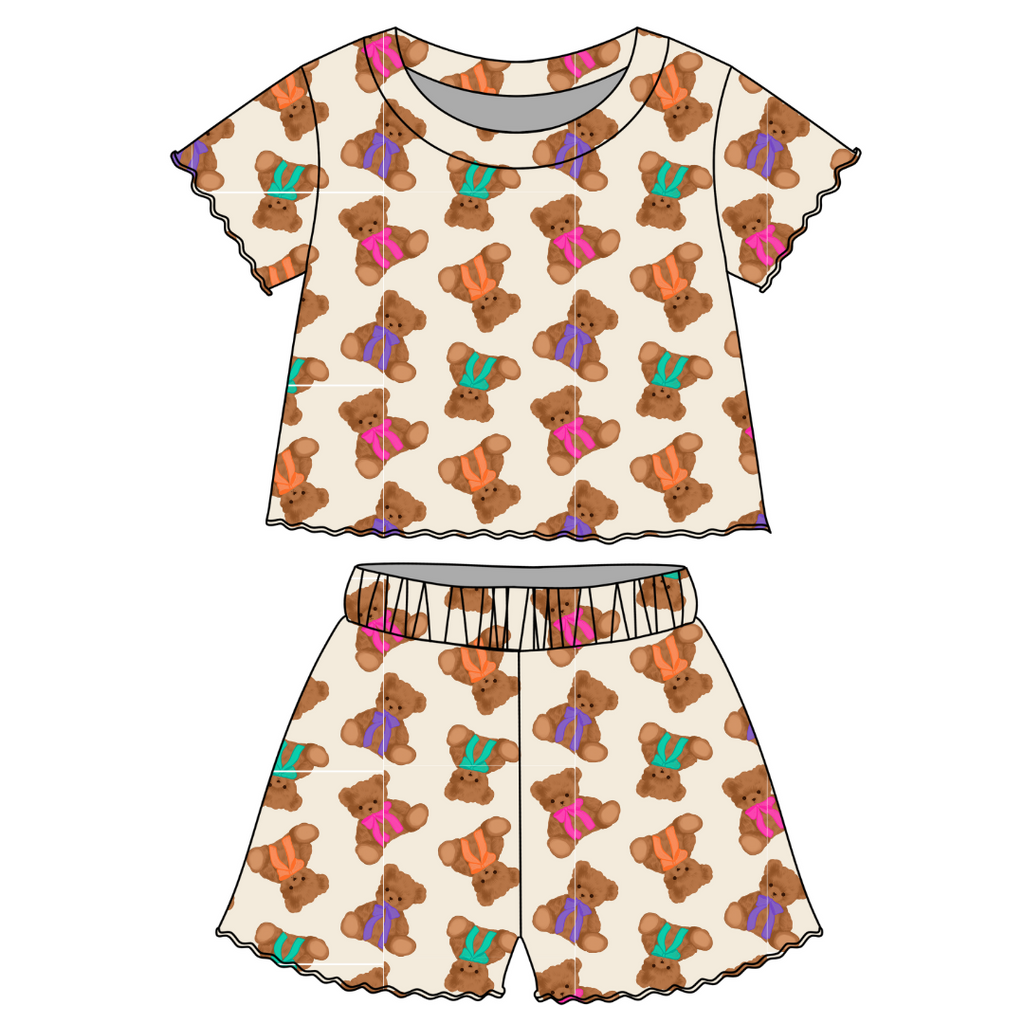 Cuddle Cuties - Orchid Ruffle Short Sleeve Short Set Bamboo - PRE ORDER