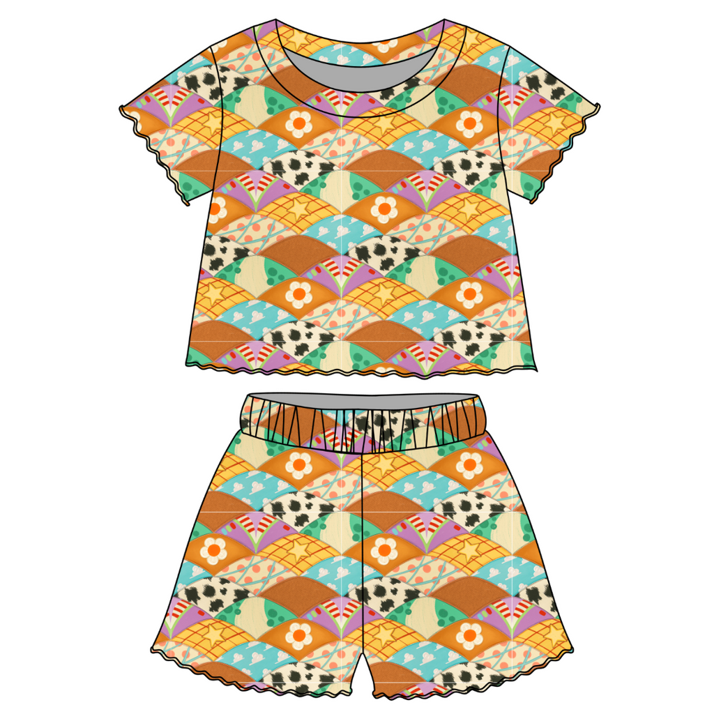 Stitched In Dreams - Orchid Ruffle Short Sleeve Short Set Bamboo - PRE ORDER