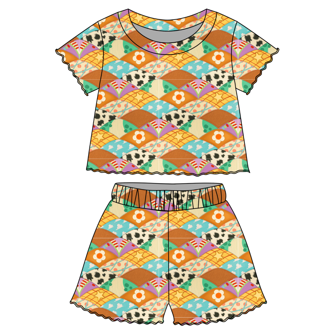 Stitched In Dreams - Orchid Ruffle Short Sleeve Short Set Bamboo - PRE ORDER
