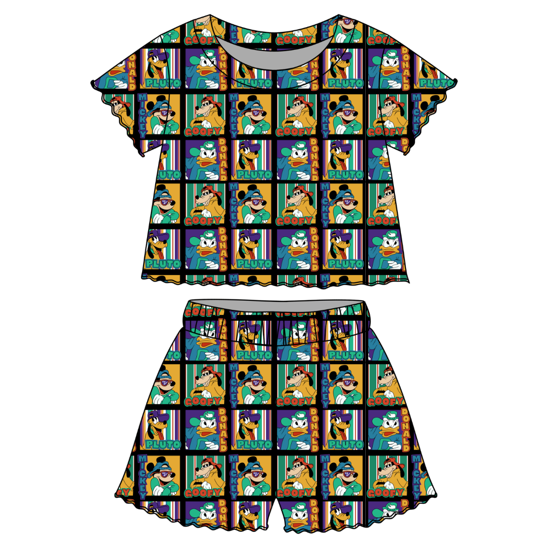 Classic Cool Crew - Orchid Ruffle Short Sleeve Short Set Bamboo - PRE ORDER