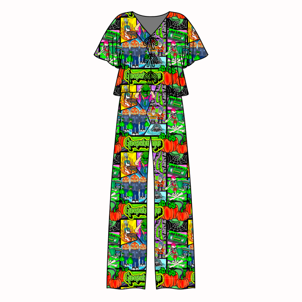 Bedtime Spooks Lollipop Women's Front Tie Set Bamboo - Pre Order