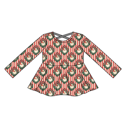 Candy Cane Lane Gia Long Sleeve Peplum - Knit - Pre Order - Christmas Special