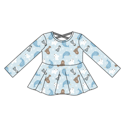 Snowy Sidekicks Gia Long Sleeve Peplum - Knit - Pre Order - Christmas Special