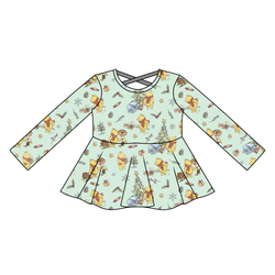 Woodland Christmas Wishes Gia Long Sleeve Peplum - Knit - Pre Order - Christmas Special