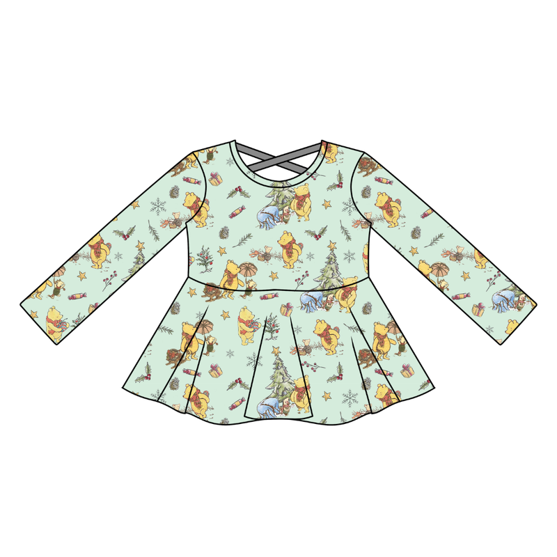 Woodland Christmas Wishes Gia Long Sleeve Peplum - Knit - Pre Order - Christmas Special