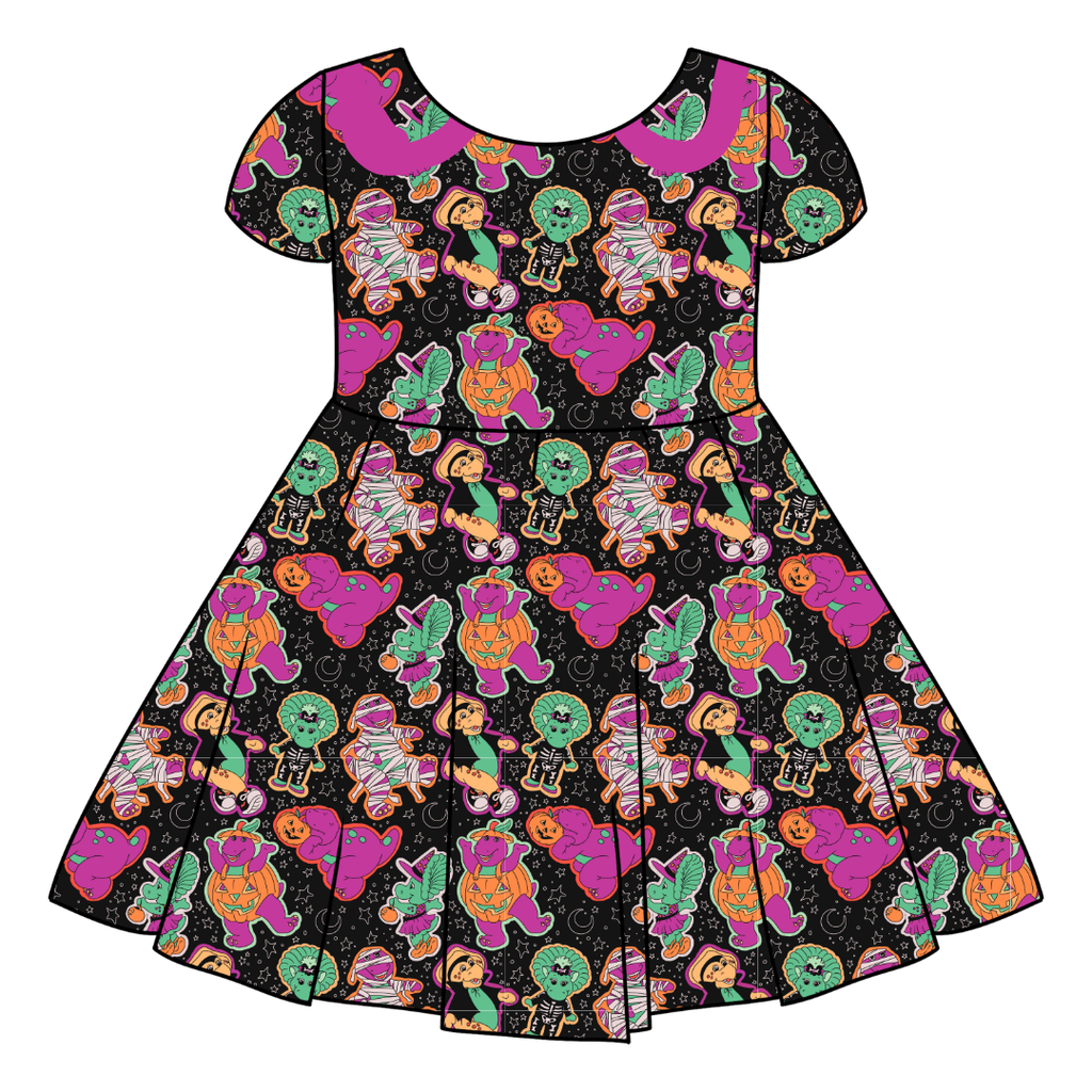 DINO BOO BASH - Honey Girl's Twirl Dress Bamboo - PRE ORDER