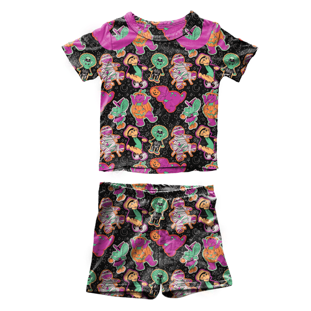 Dino Boo Bash Fawn Short Sleeve Short Set Bamboo - PRE ORDER