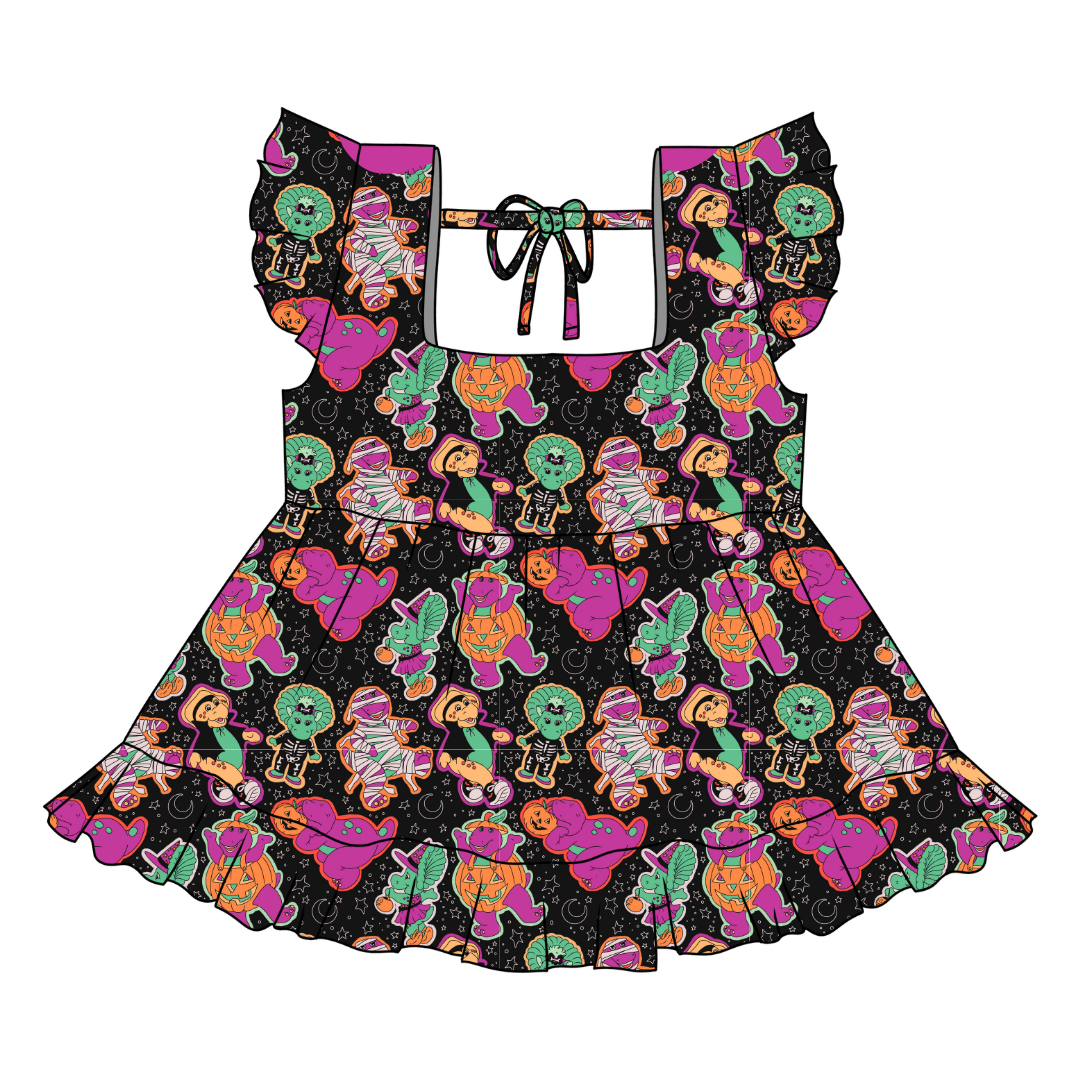 Dino Boo Bash - Sadie Tie Back Ruffle Top - PRE ORDER