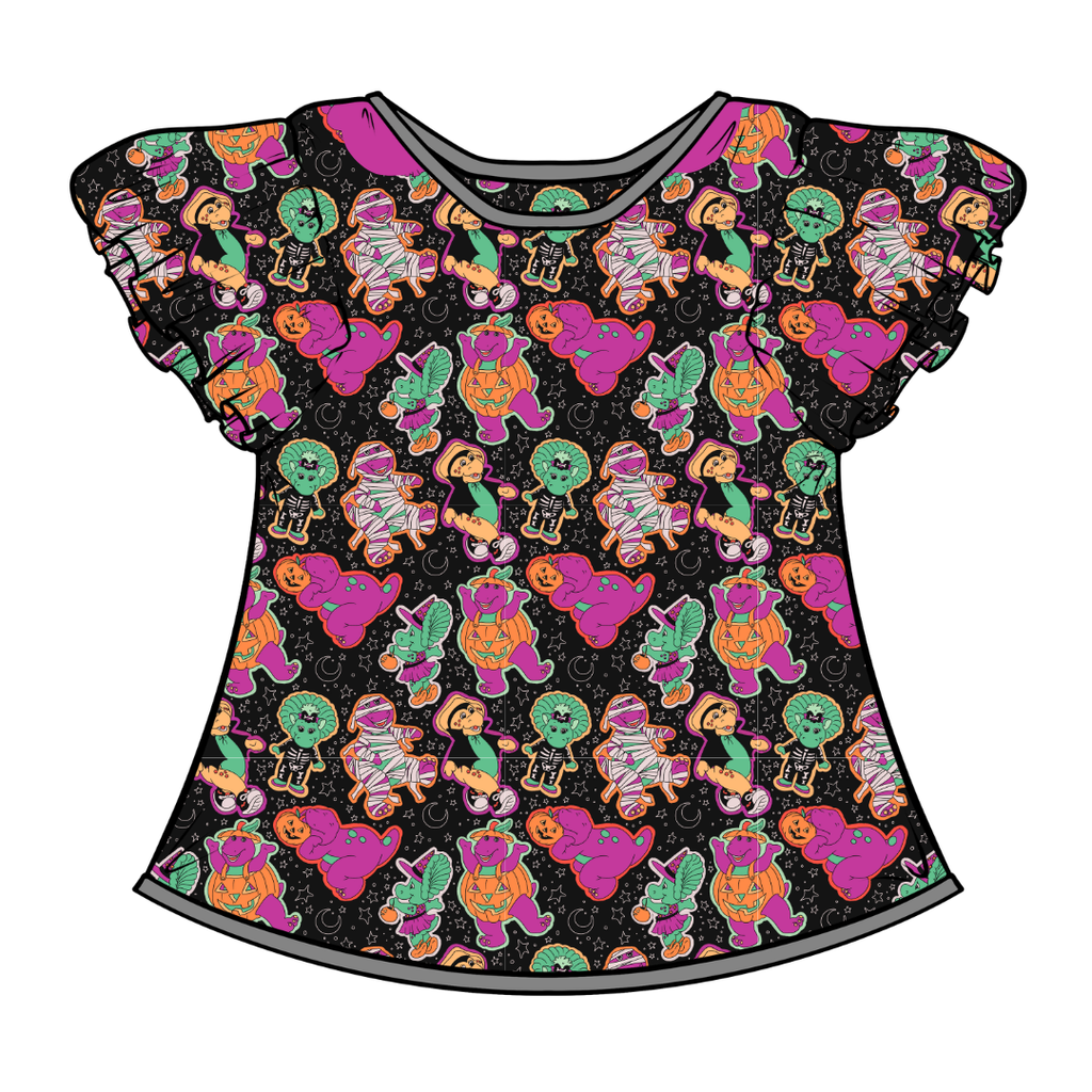 Dino Boo Bash Moon Short Sleeve Flutter Bamboo Shirt - PRE ORDER