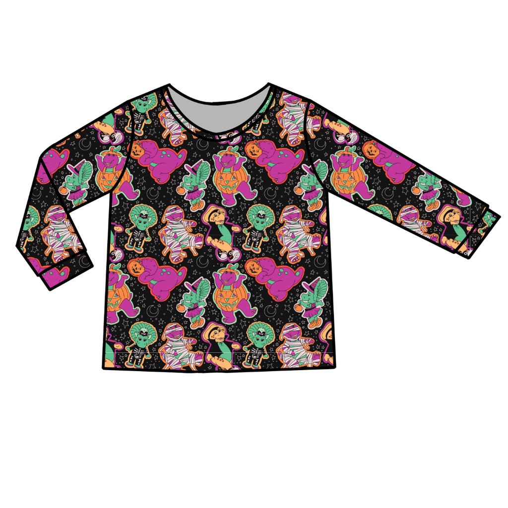 Dino Boo Bash - Ruby Long Sleeve Bamboo Shirt - Pre Order
