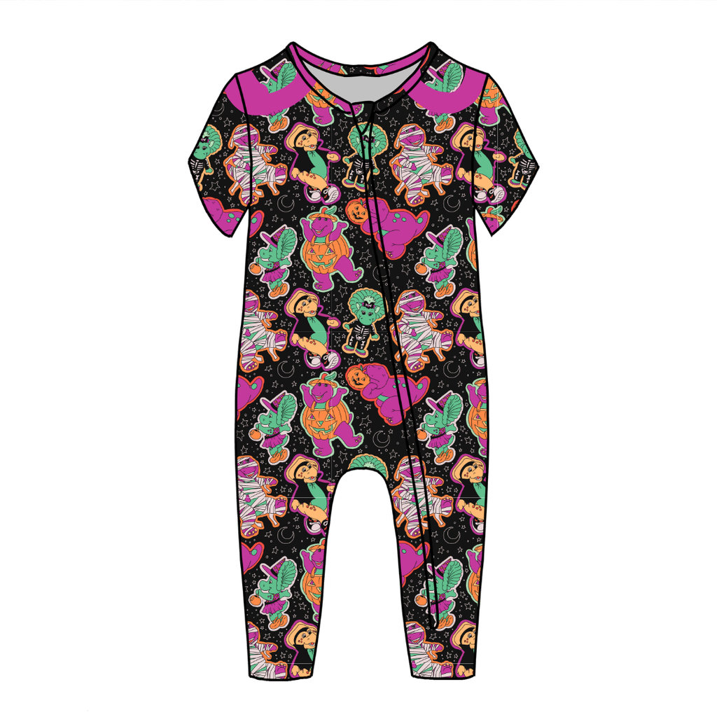 Dino Boo Bash Dandelion Short Sleeve Sleeper Bamboo - PRE ORDER