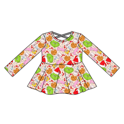 Heart of Whoo Ville Gia Long Sleeve Peplum - Knit - Pre Order - Christmas Special