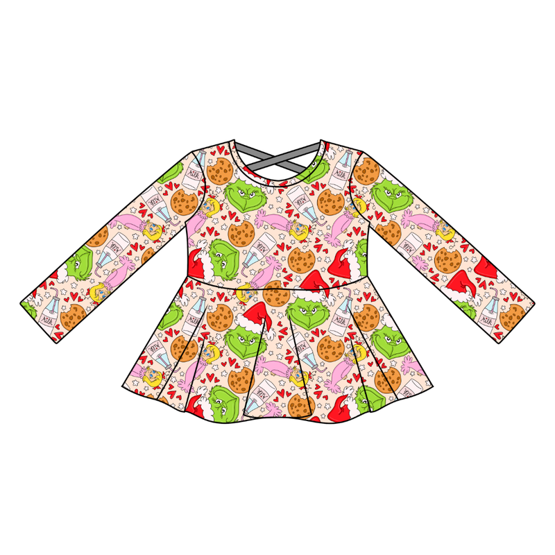 Heart of Whoo Ville Gia Long Sleeve Peplum - Knit - Pre Order - Christmas Special
