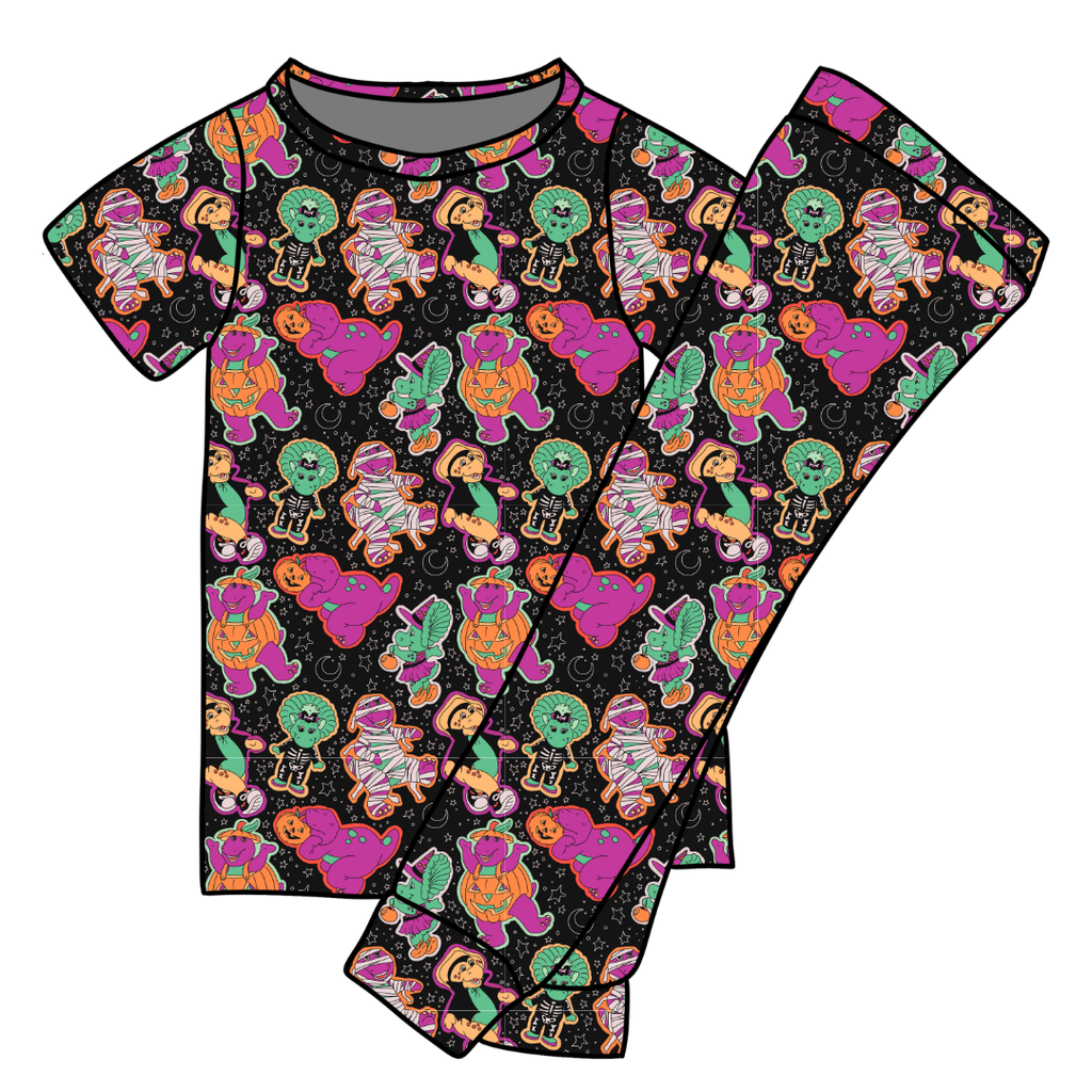 Dino Boo Bash Cozy Bamboo Short Sleeve Pants Set - PRE ORDER