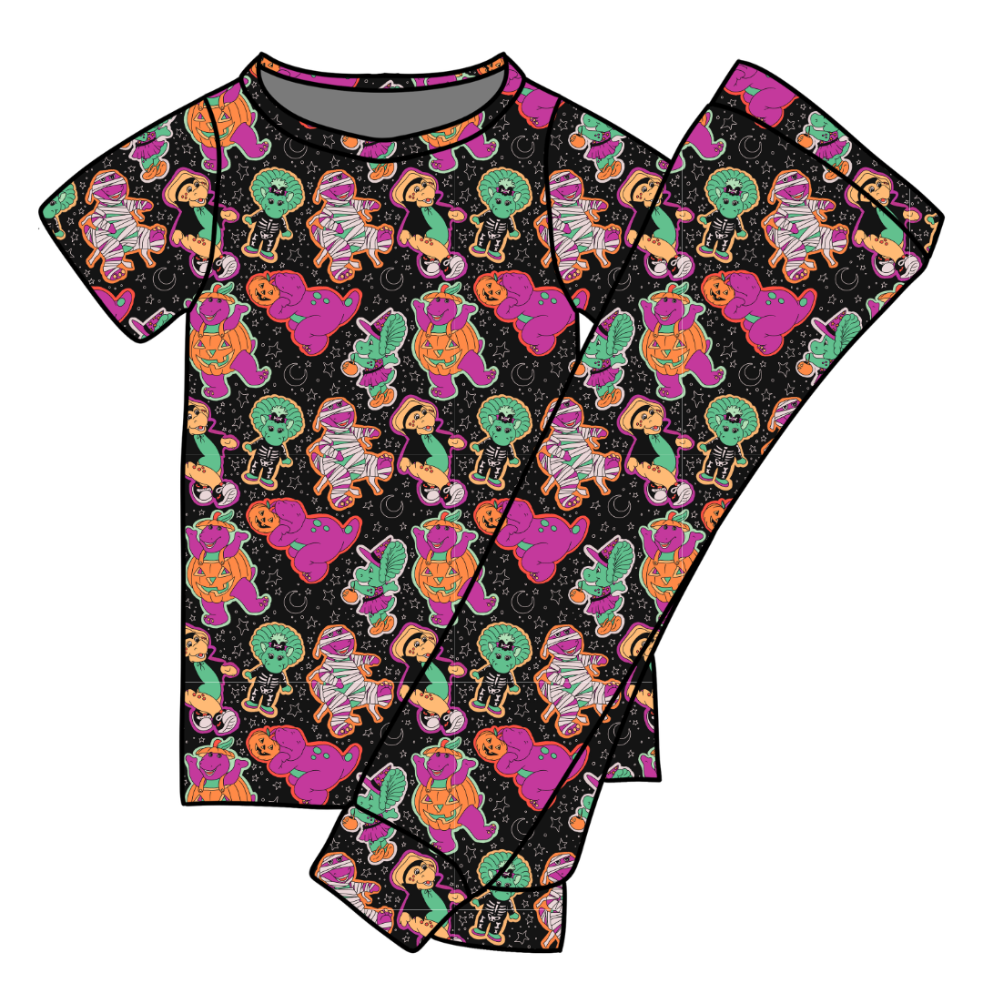 Dino Boo Bash Cozy Bamboo Short Sleeve Pants Set - PRE ORDER