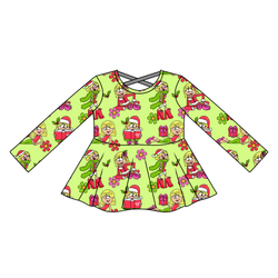 Merry Girl Era Gia Long Sleeve Peplum - Knit - Pre Order - Christmas Special
