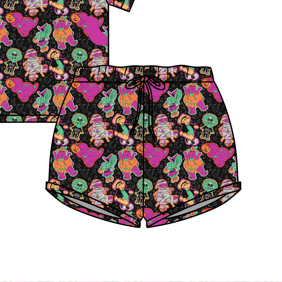 Dino Boo Bash Jazzy Adult Pajama Bamboo Shorts - Pre Order