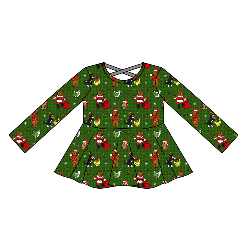 Cozy Cabin Christmas Gia Long Sleeve Peplum - Knit - Pre Order - Christmas Special