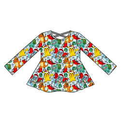 Gotta Catch Christmas Gia Long Sleeve Peplum - Knit - Pre Order - Christmas Special